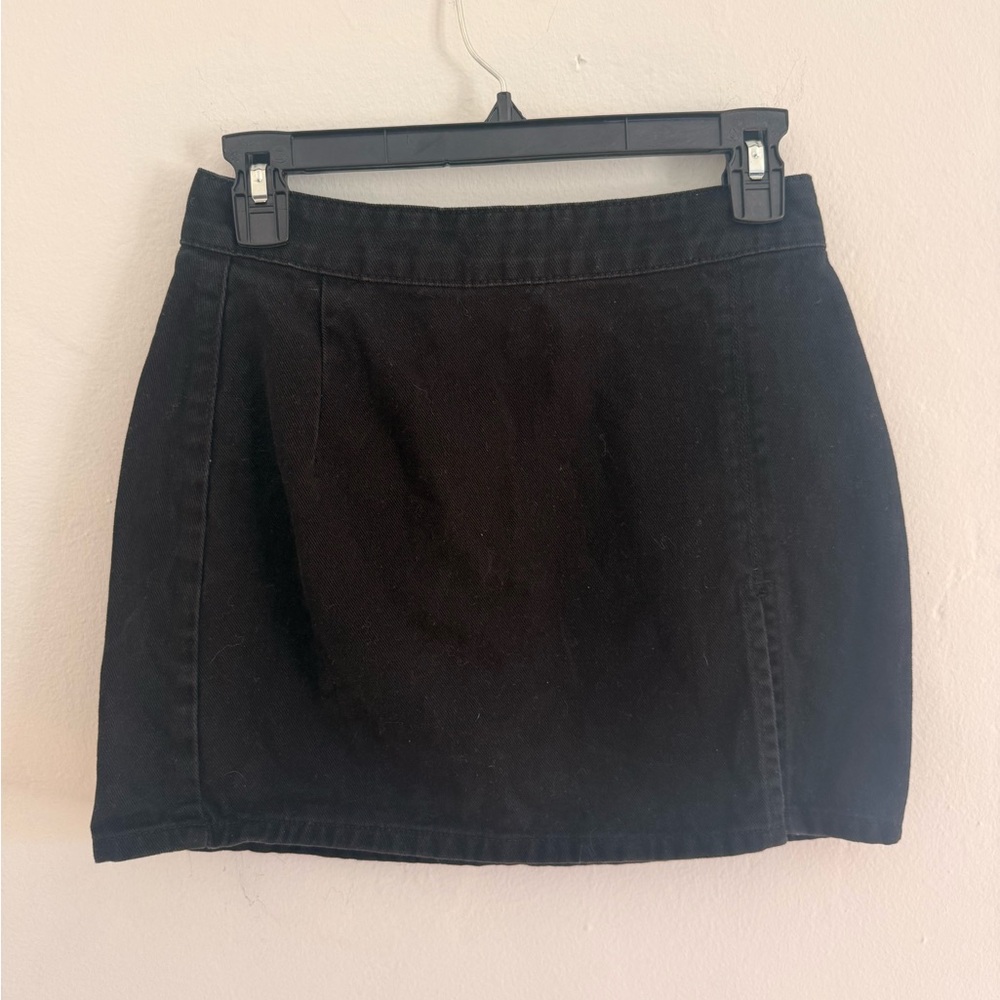 Lioness Black Denim Mini Skirt